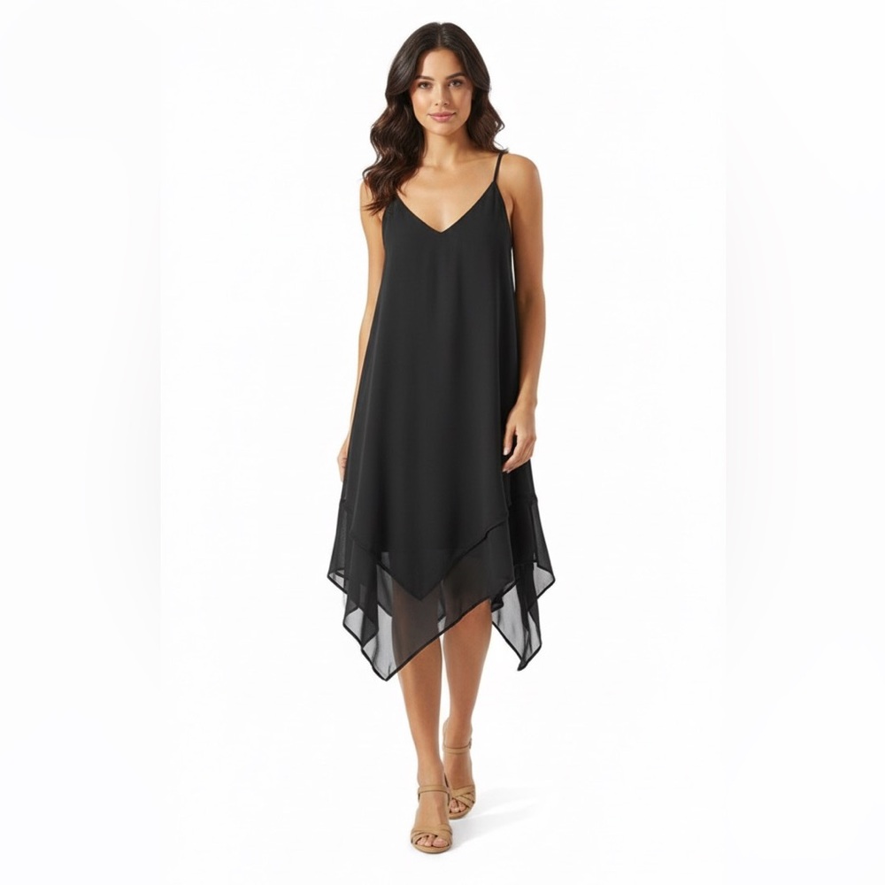 Tommy Bahama Womens Cotton‎ Handkerchief Asymmetric Scarf Dress Size L XL Navy
